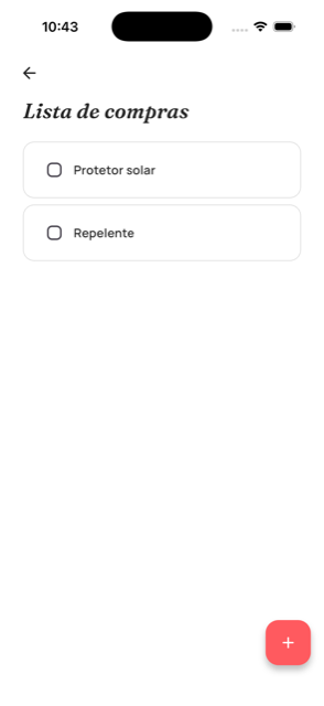 Lista de compras compartilhada da viagem